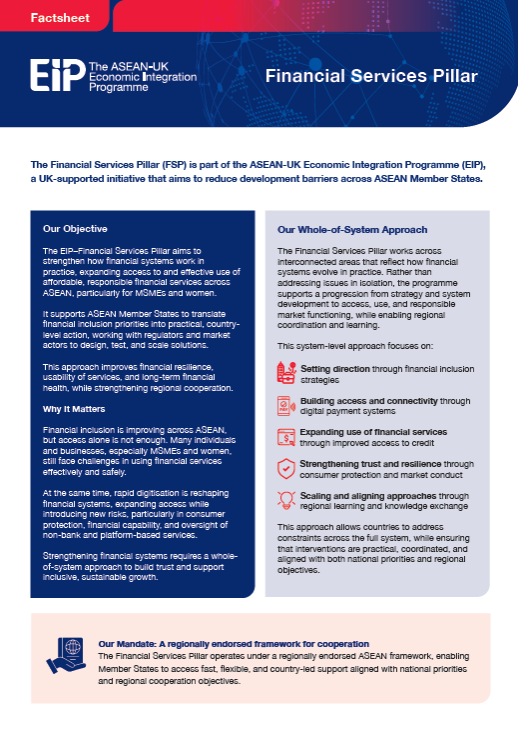 The EIP Financial Services Pillar Fact Sheet