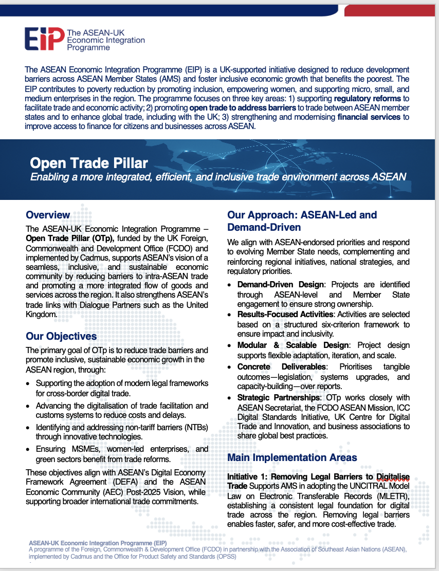 The EIP Open Trade Pillar Fact Sheet